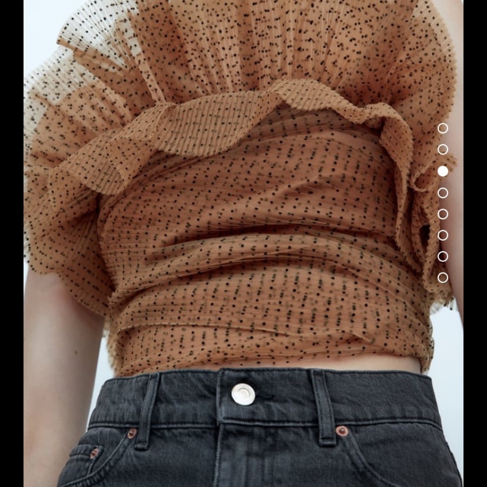 Zara Brown Ruffled Crop Top - Picture 4 of 12